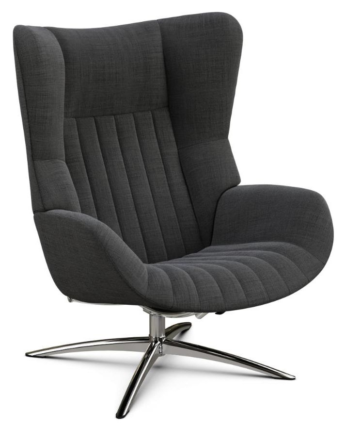 Firana Lido Dark Grey Fabric Swivel Recliner Chair
