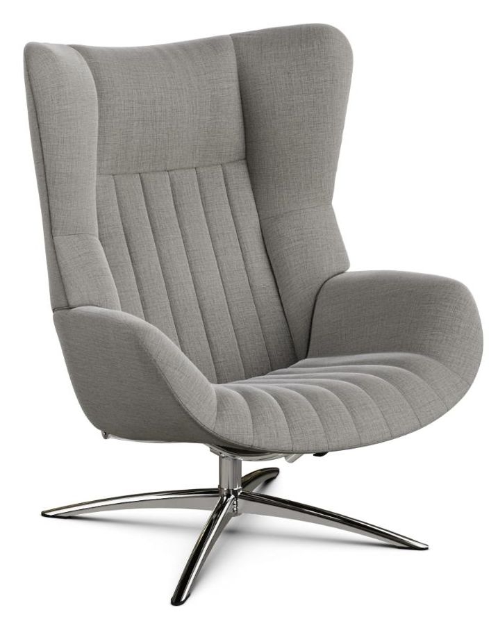 Firana Lido Grey Fabric Swivel Recliner Chair