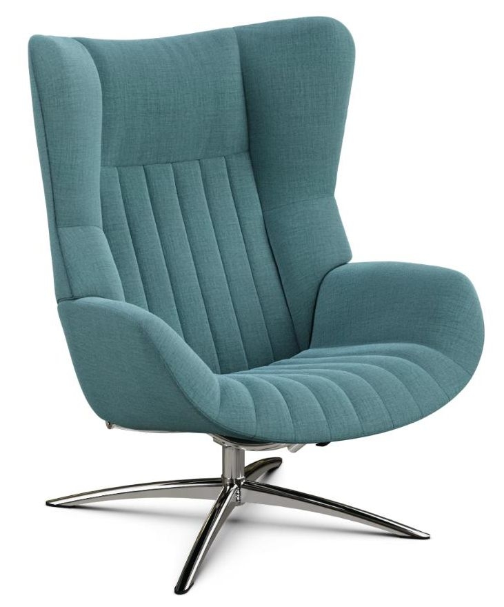 Firana Lido Light Blue Fabric Swivel Recliner Chair