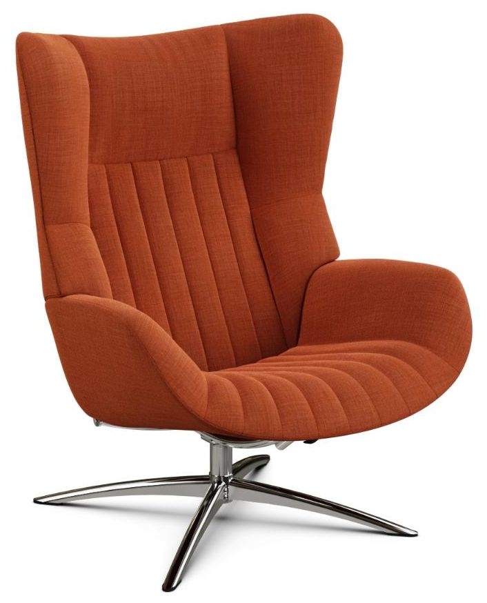 Firana Lido Orange Fabric Swivel Recliner Chair