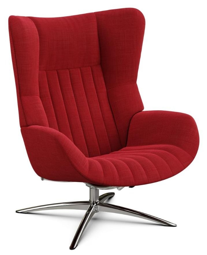 Firana Lido Signalred Fabric Swivel Recliner Chair