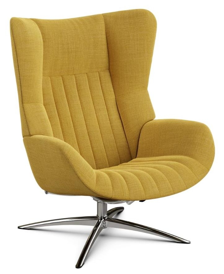 Firana Lido Yellow Fabric Swivel Recliner Chair