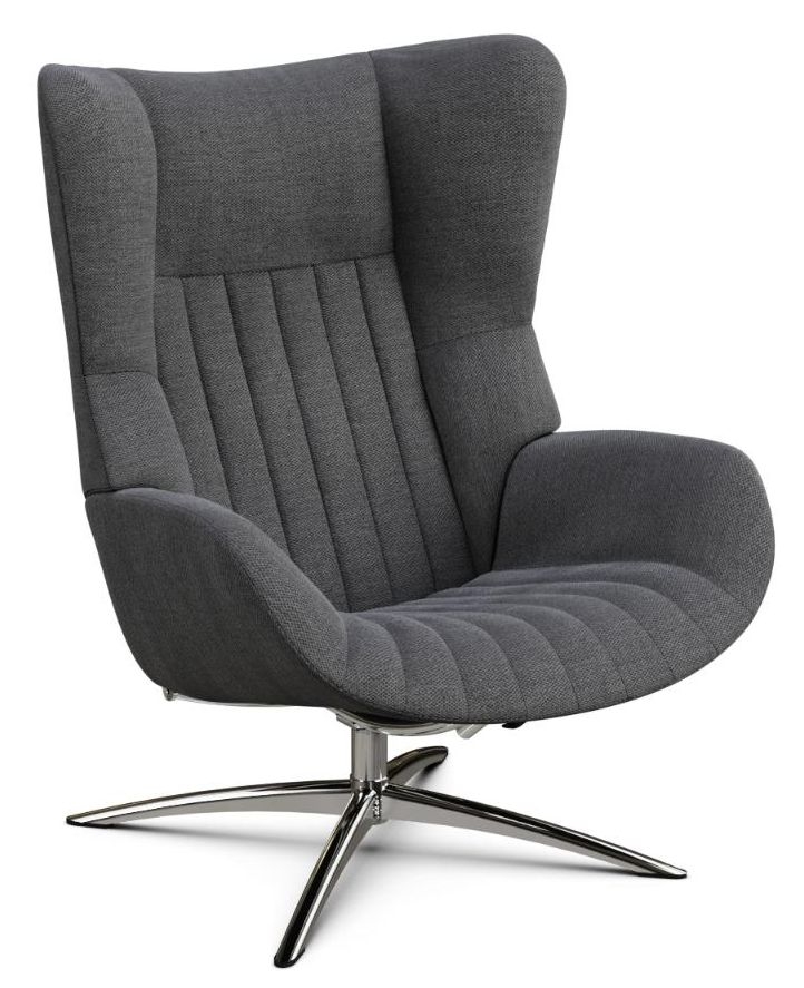 Firana Yeti Fr Dark Grey Fabric Swivel Recliner Chair