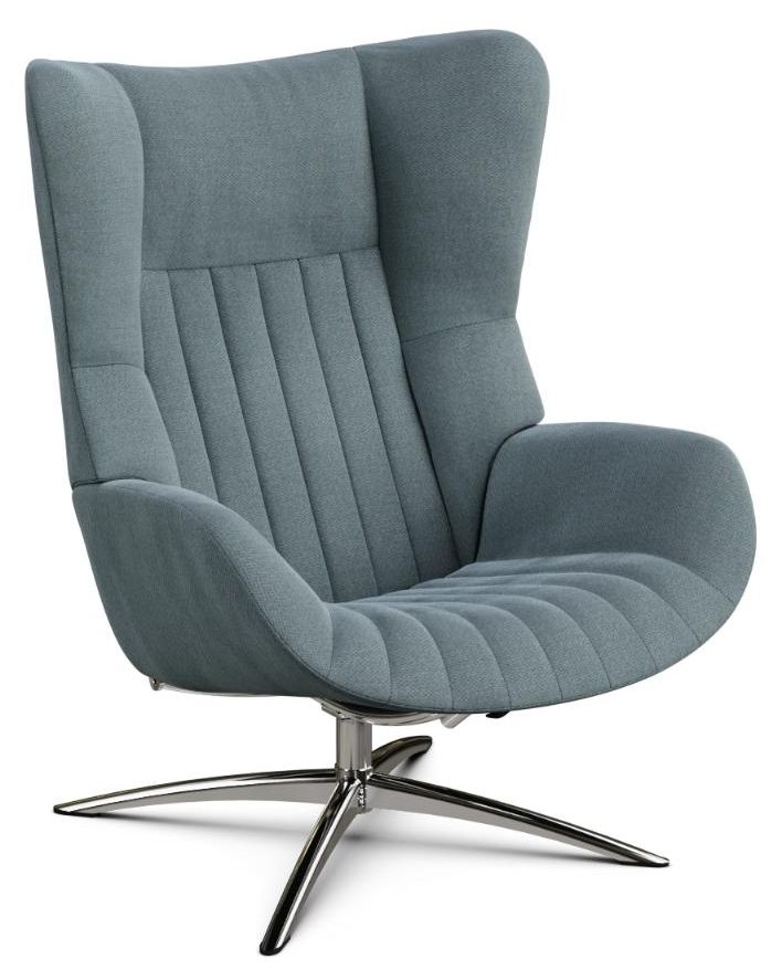 Firana Yeti Fr Light Blue Fabric Swivel Recliner Chair