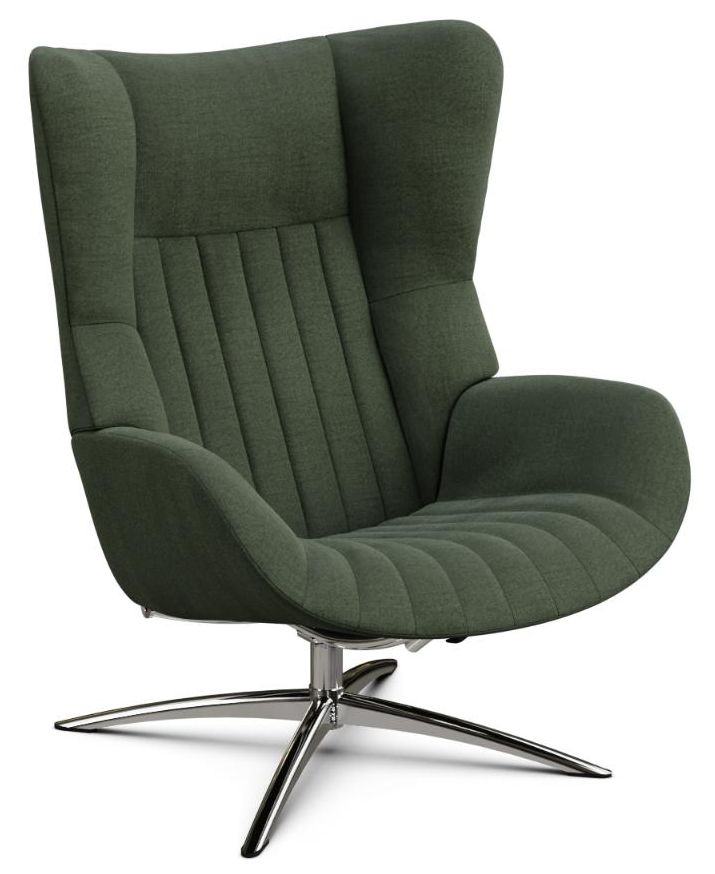 Firana Yeti Fr Moss Green Fabric Swivel Recliner Chair