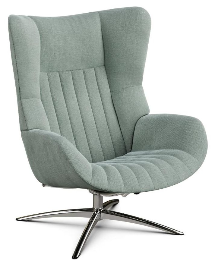 Firana Yeti Fr Turquoise Fabric Swivel Recliner Chair