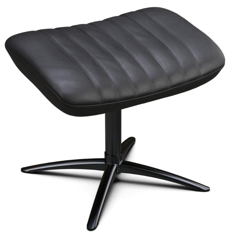 Firana Balder Black Leather Footstool