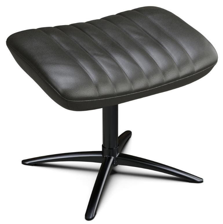 Firana Club Royal Dark Grey Leather Footstool