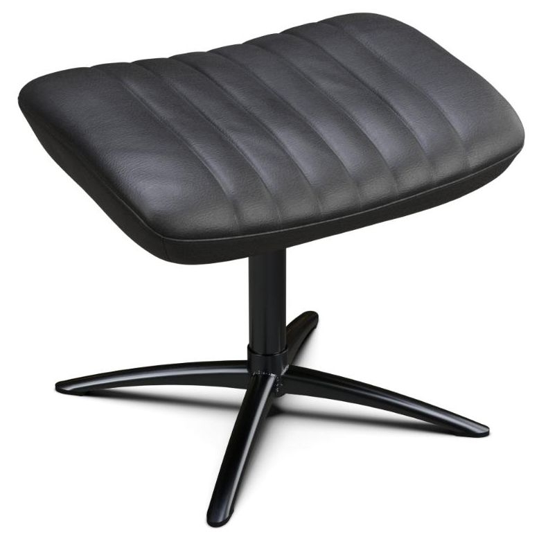 Firana Soft Black Leather Footstool