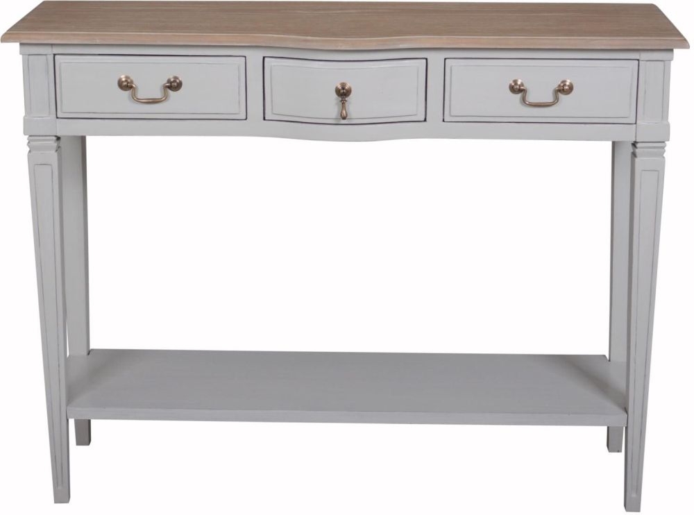 Annabelle French Oak And Putty Painted 3 Drawer Console Table