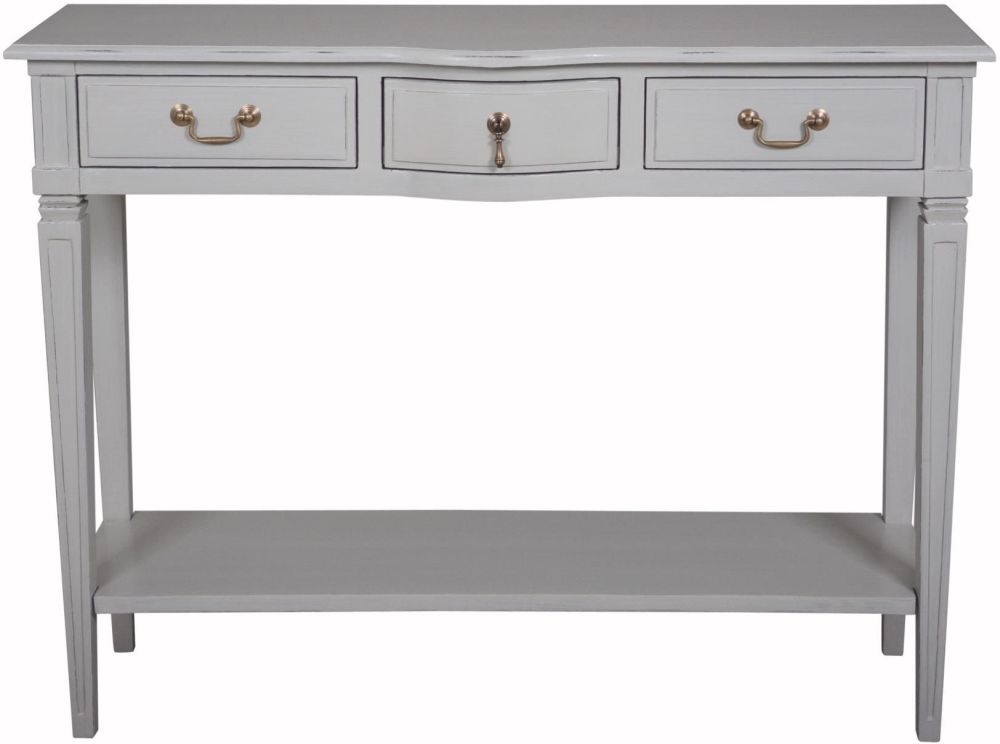Annabelle French Putty Painted 3 Drawer Console Table