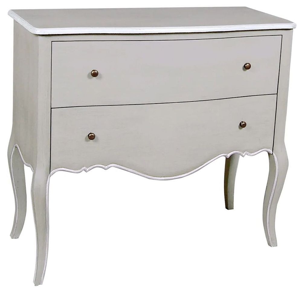 Avignon French Distressed Linen And Offwhite 2 Drawer Chest