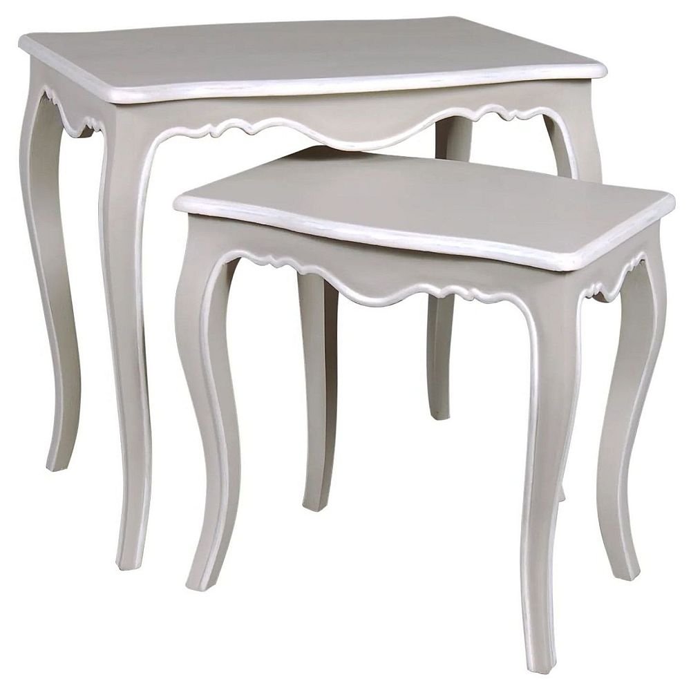 Avignon French Distressed Linen And Offwhite Nest Of Tables