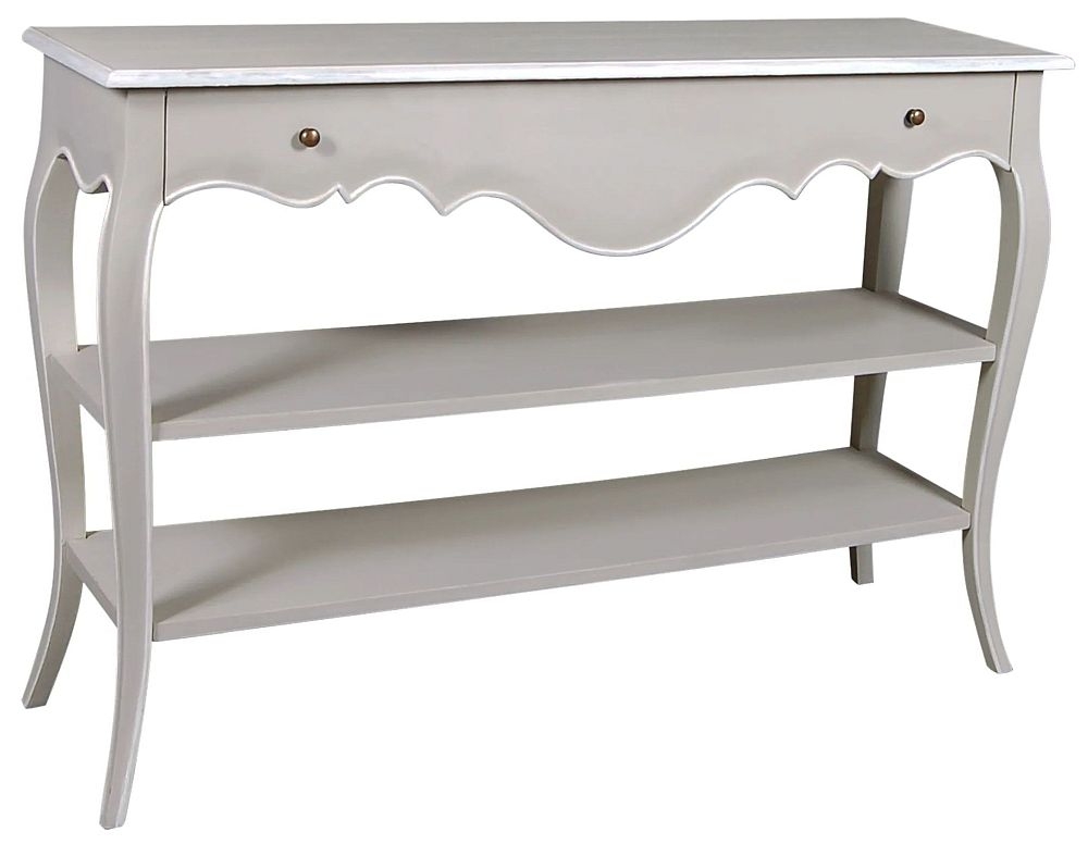 Avignon French Distressed Linen And Offwhite 1 Drawer Console Table