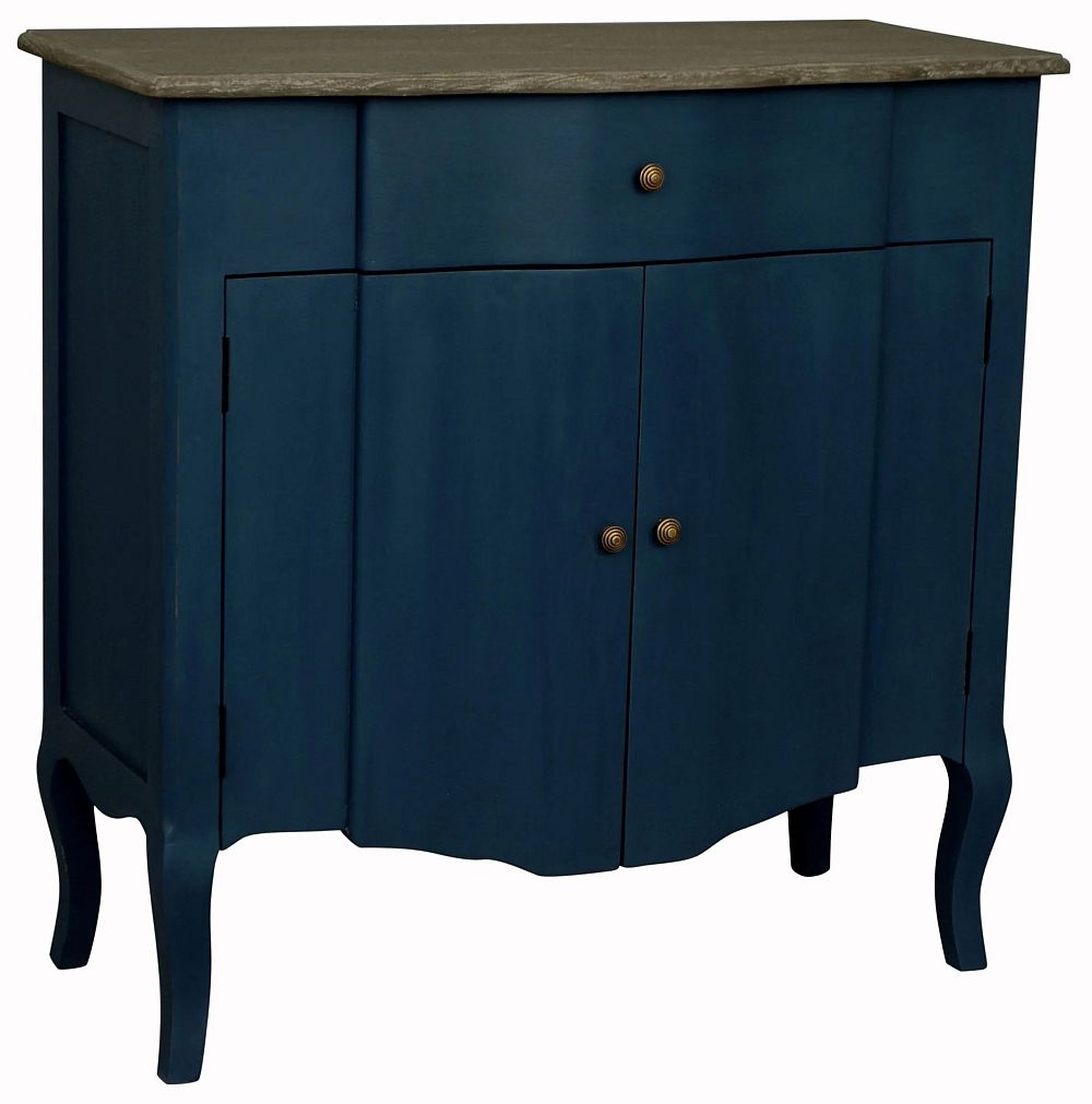 Celine French Stiff Key Blue Painted Small Sideboard