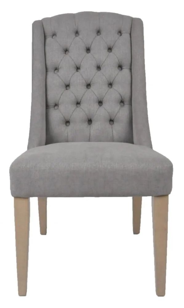 Daytona Slate Grey Linen Fabric Dining Chair Sold In Pairs