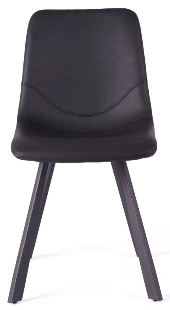 Bari Vintage Black Pu Dining Chair Solid In Pairs