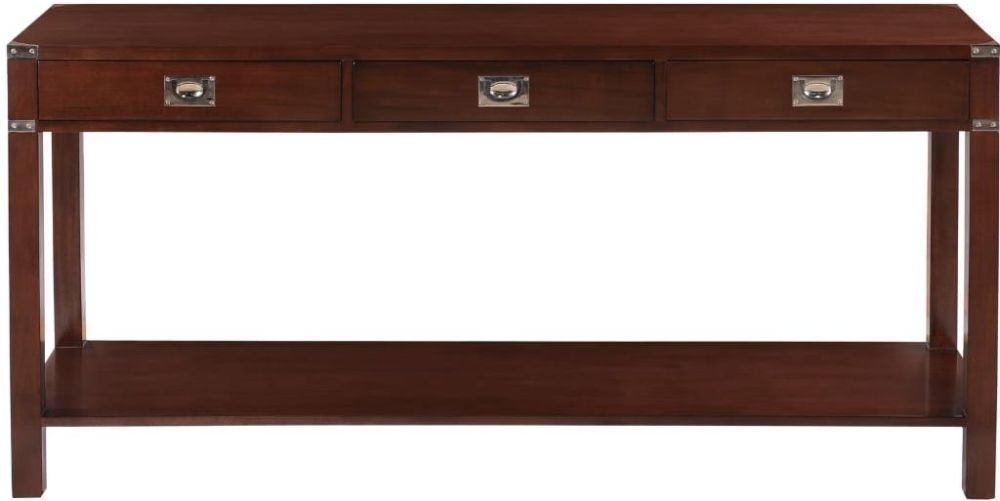 Diane French Walnut Stain 3 Drawer Console Table