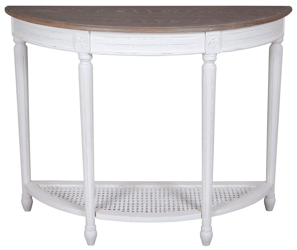 Helena French Offwhite Painted Half Moon Console Table