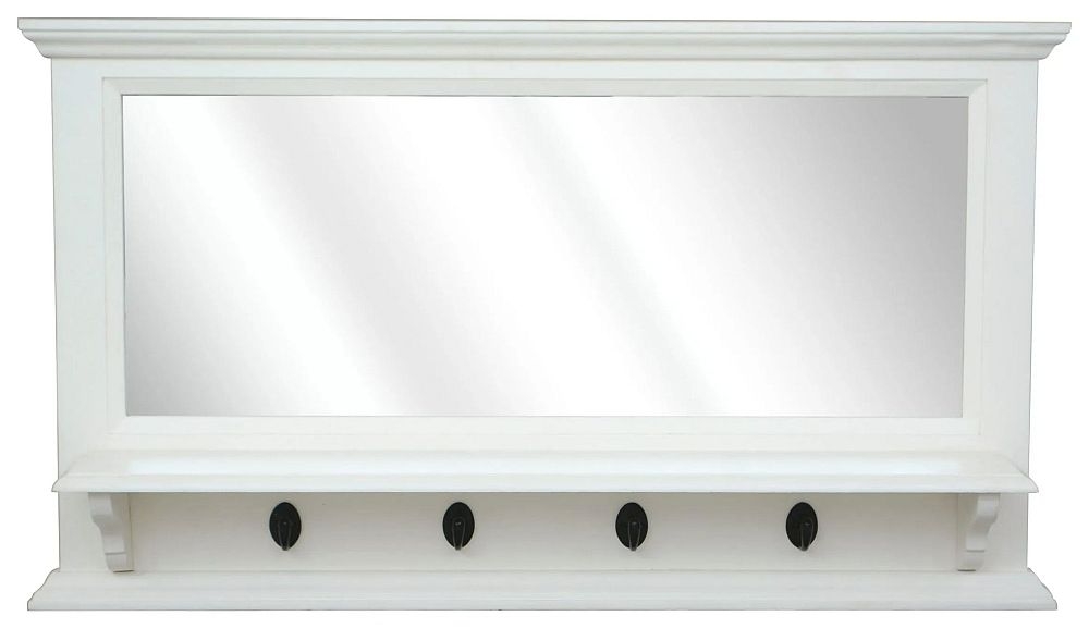 Helena French Offwhite Painted Wall Mirror With Hooks