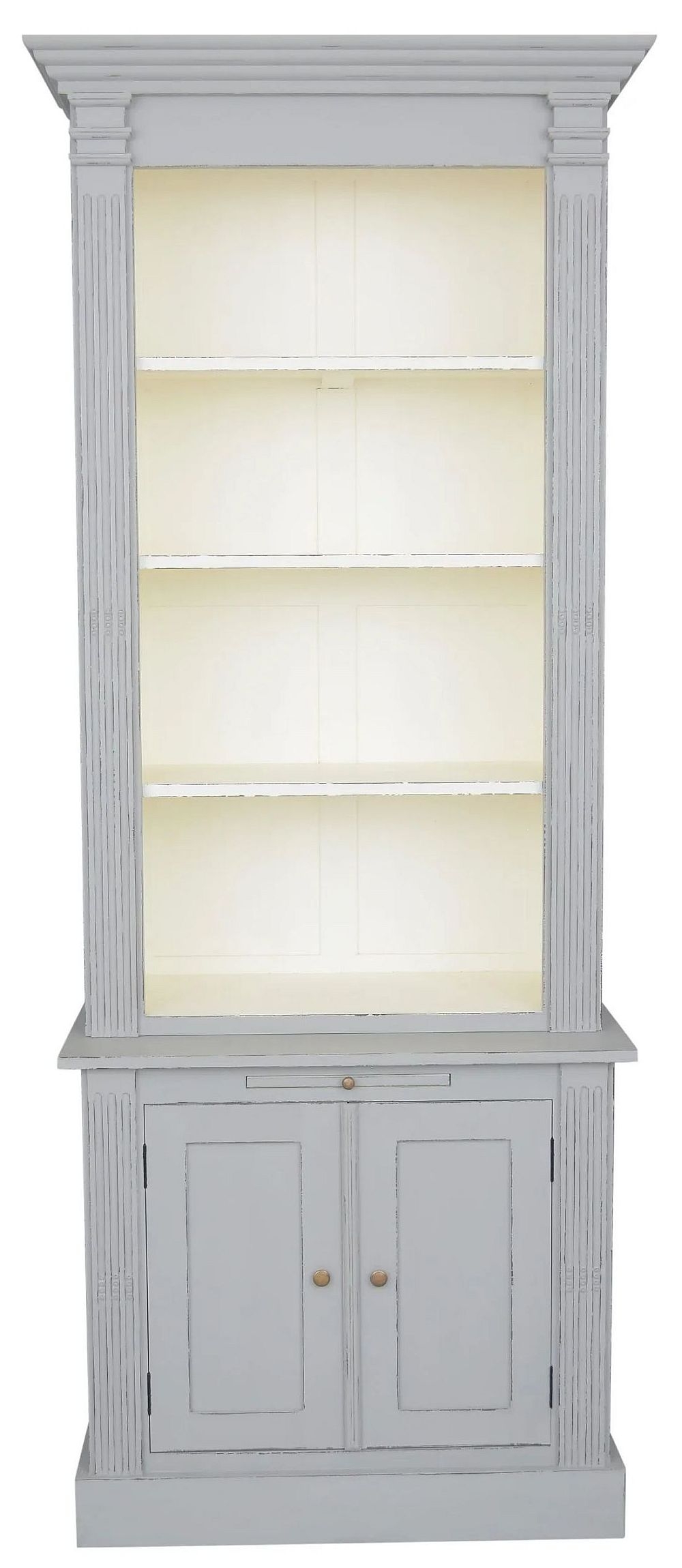 Valerie French Distressed Stone Grey 2 Door Bookcase