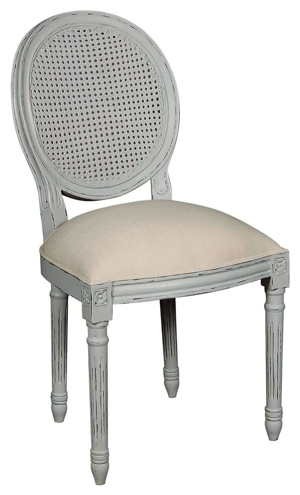 Valerie French Distressed Stone Grey Lattice Back Dining Chair Sold In Pairs