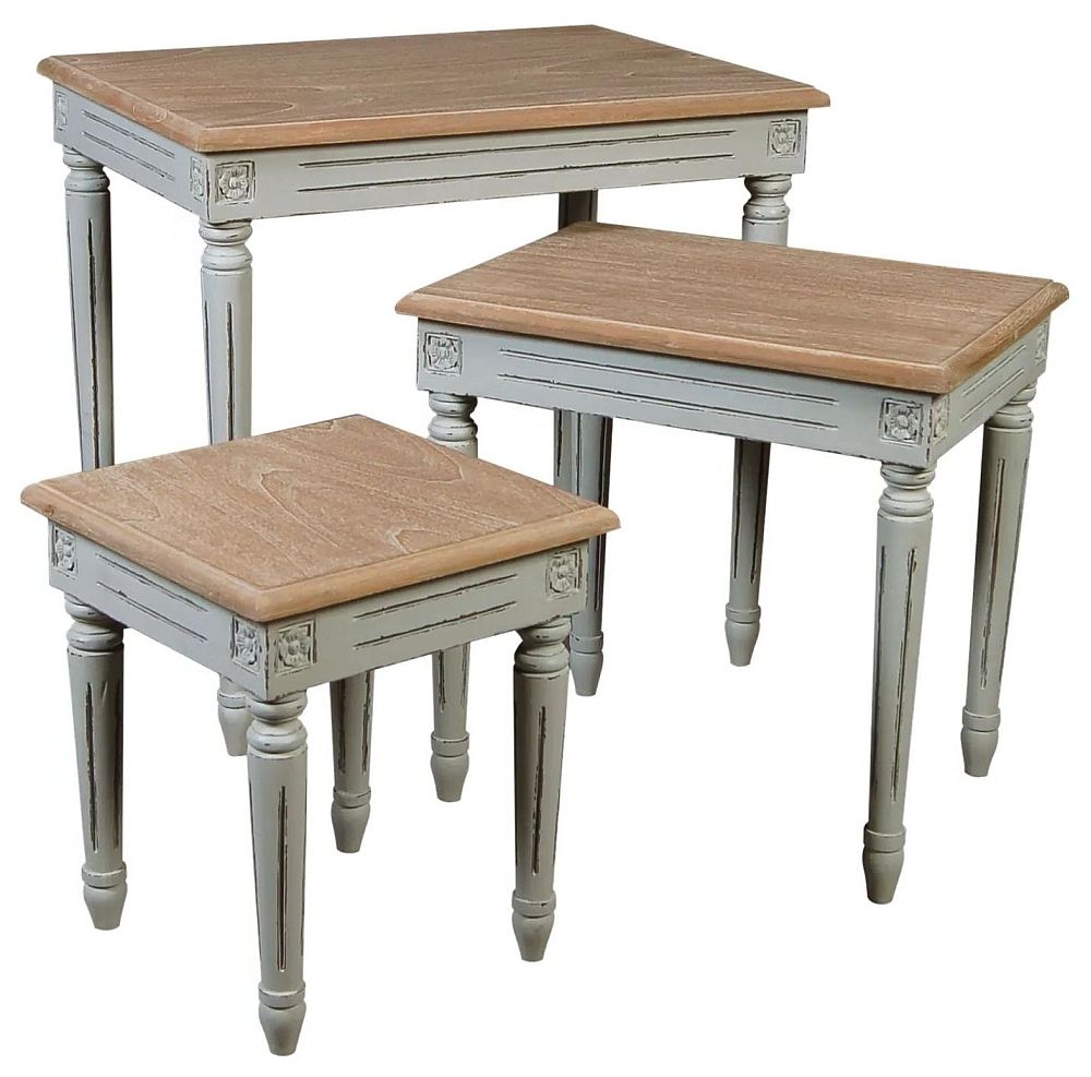Valerie French Distressed Stone Grey Nest Of Tables