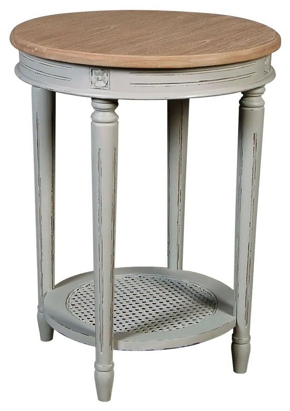 Valerie French Distressed Stone Grey Round Side Table