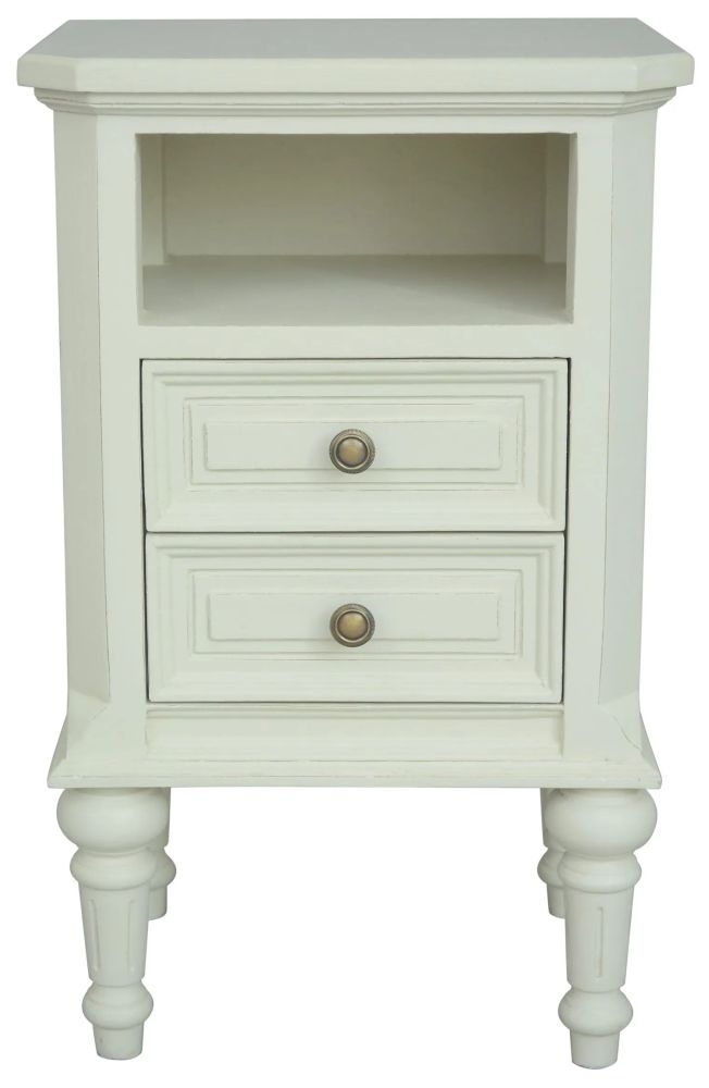 Vanessa French Lime White 2 Drawer Bedside Cabinet