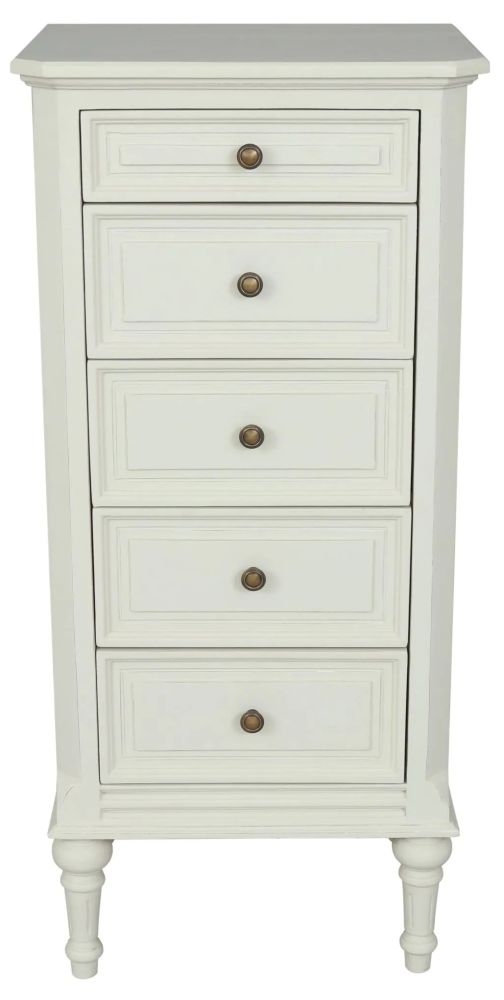 Vanessa French Lime White 5 Drawer Chest