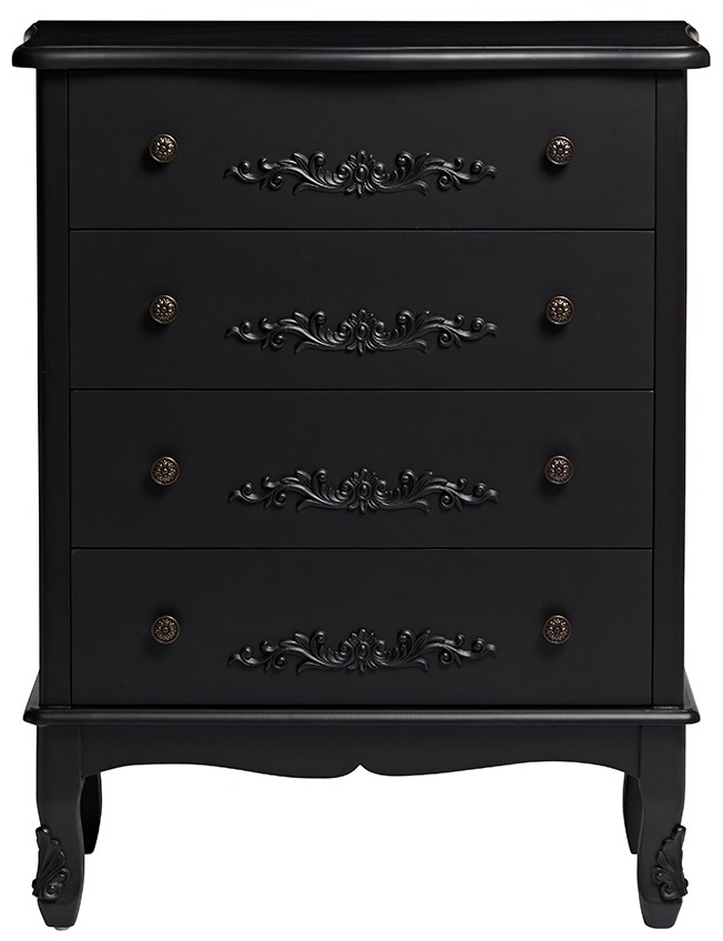 Antoinette French Style Black 4 Drawer Chest