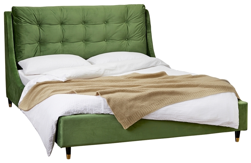 Sloane Soft Green Velvet Upholstered 4ft 6in Double Bed