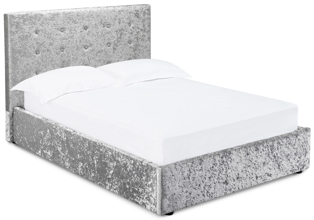 Rimini Silver Velvet Ottoman Storage Bed