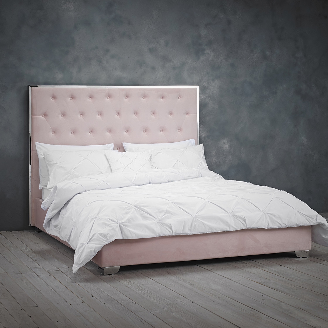 Meribel Pink Velvet 5ft King Size Bed