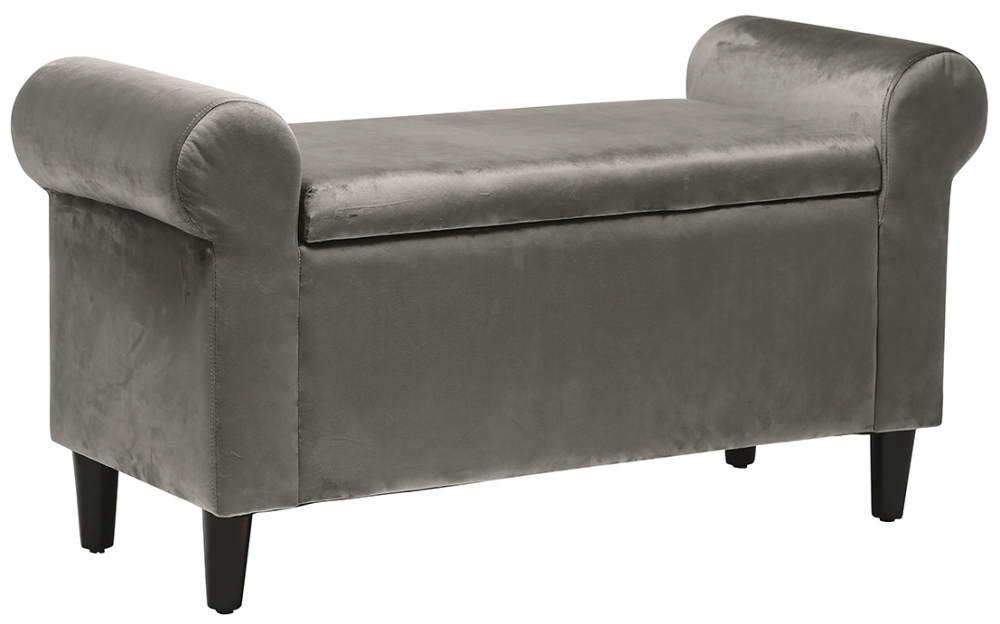 Highgrove Grey Velvet Ottoman Bench