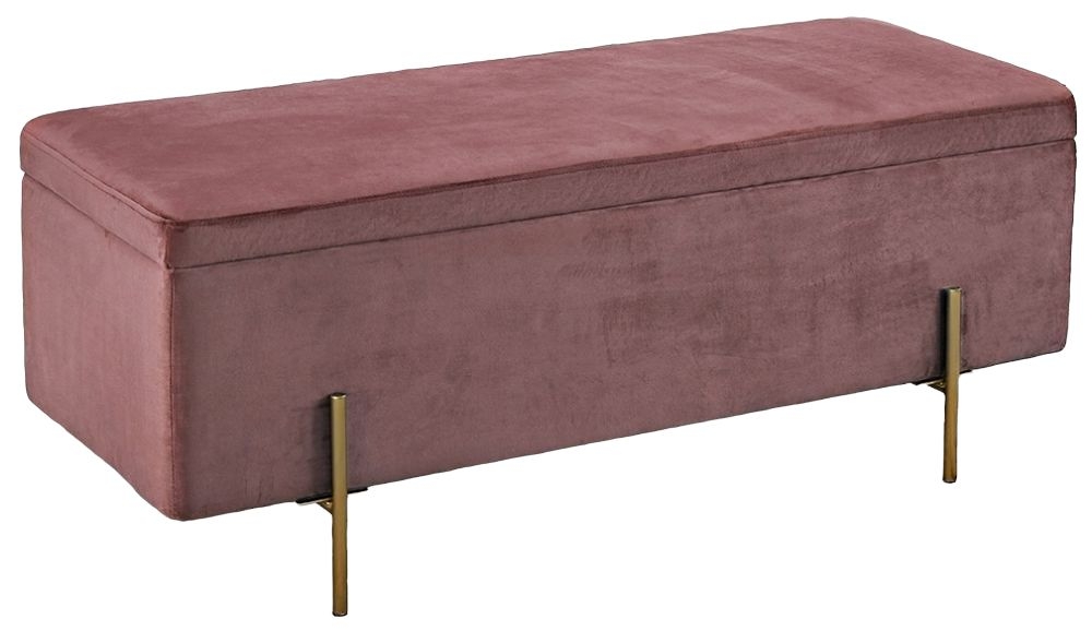 Lola Pink Velvet Ottoman Bench