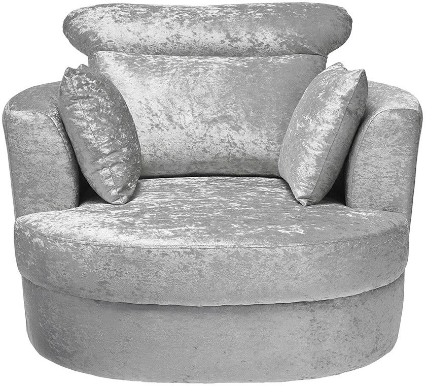 Bliss Silver Fabric Large Swivel Chair