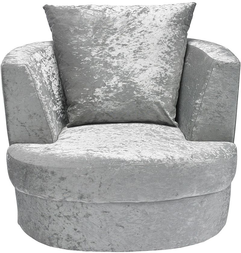 Bliss Silver Fabric Small Swivel Chair