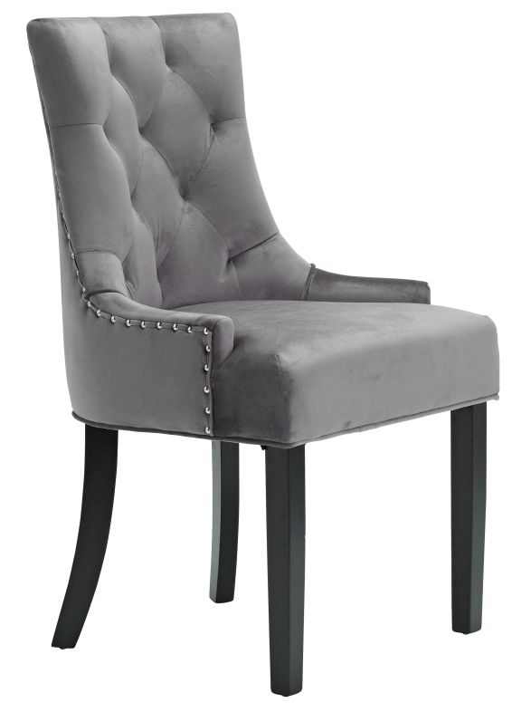 Morgan Grey Fabric Knockerback Dining Chair Sold In Pairs