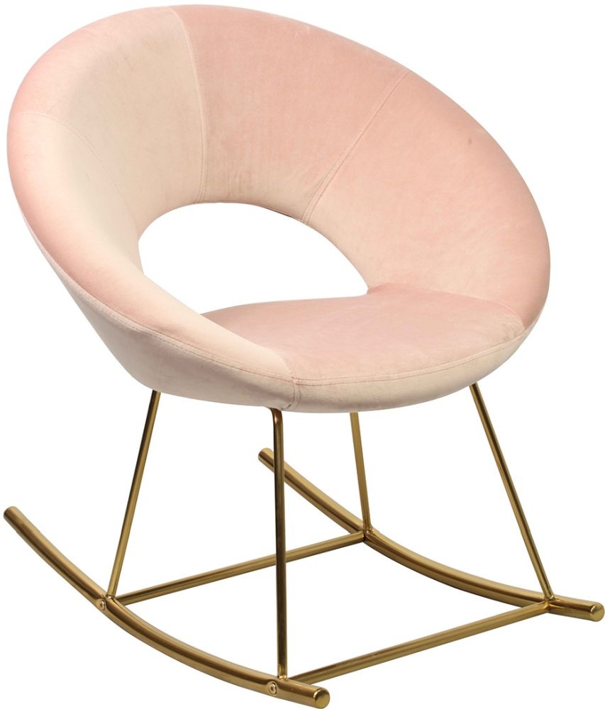 Stella Vintage Pink Velvet Rocking Chair