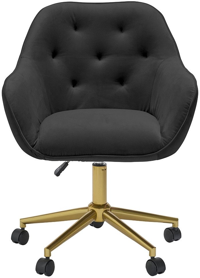 Skylar Black Velvet And Gold Office Chair