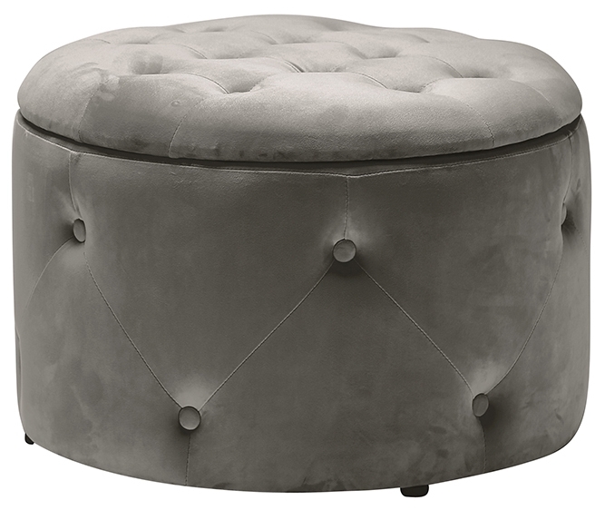 Cleo Charcoal Velvet Ottoman Storage Pouff