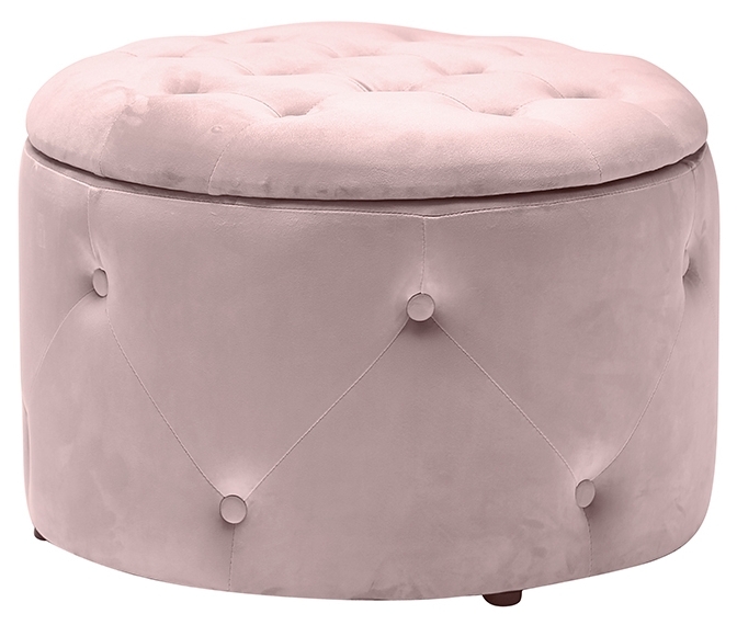 Cleo Pink Velvet Ottoman Storage Pouff