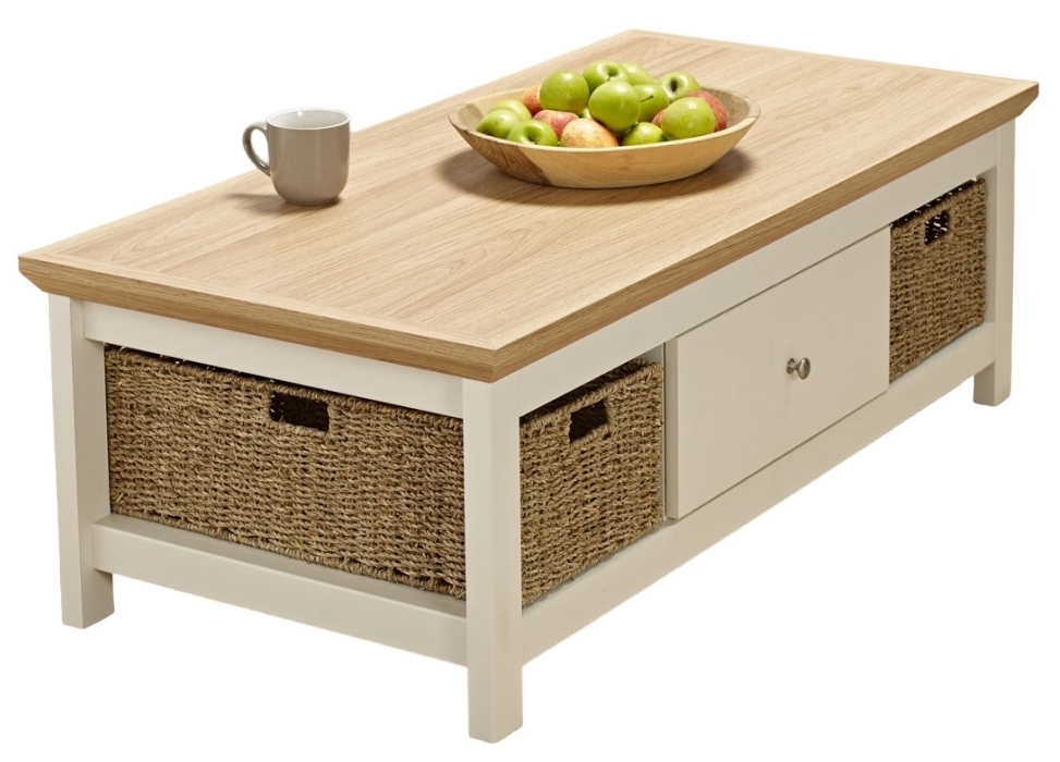 Cotswold Cream And Oak 1 Drawer Coffee Table