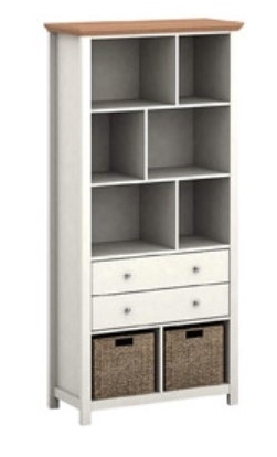 Cotswold Cream And Oak 2 Drawer Bookcase