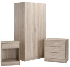 Delta Italian 3 Piece Bedroom Set With 2 Door Wardrobe