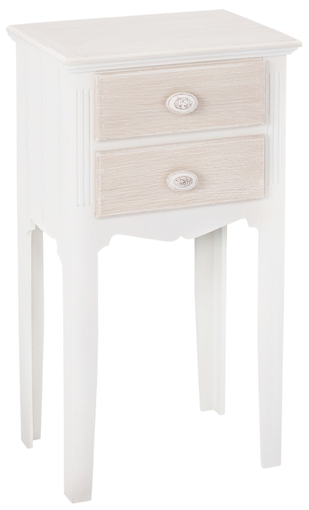 Juliette French Style White 2 Drawer Bedside Table