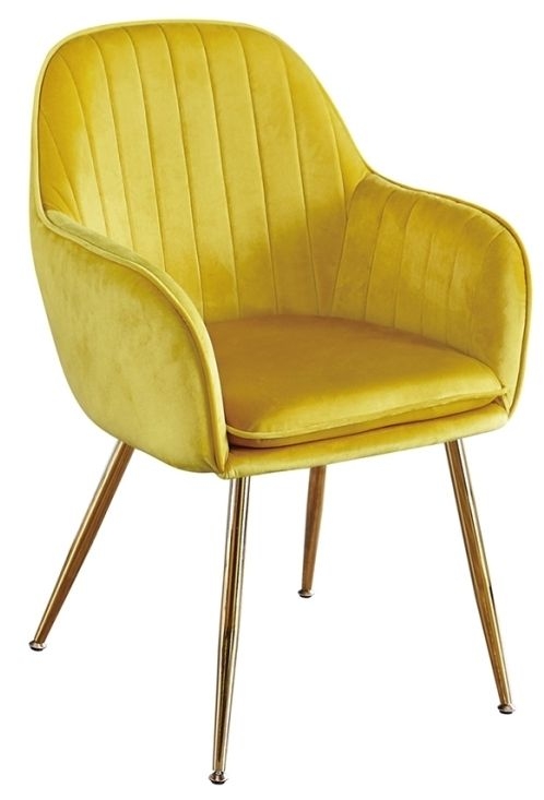 Lara Ochre Yellow Dining Chair With Gold Legs Sold In Pairs