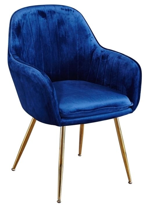 Lara Royal Blue Dining Chair With Gold Legs Sold In Pairs