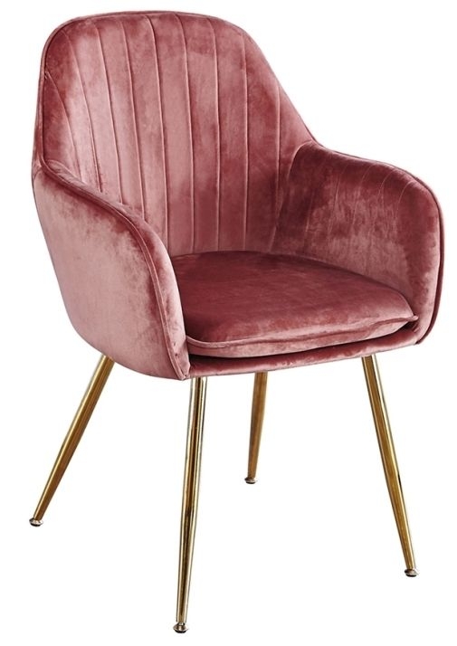 Lara Vintage Pink Dining Chair With Gold Legs Sold In Pairs